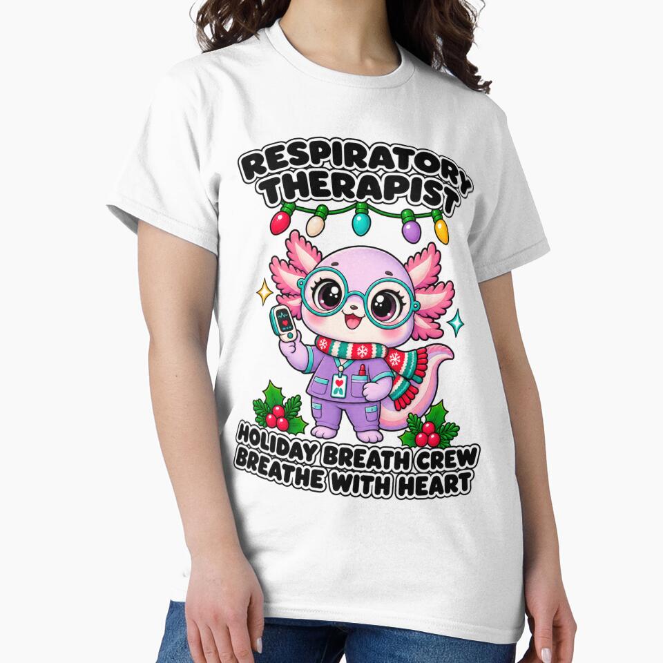 Respiratory Therapist Christmas Axolotl Holiday Breath Crew by ClinicalHubs