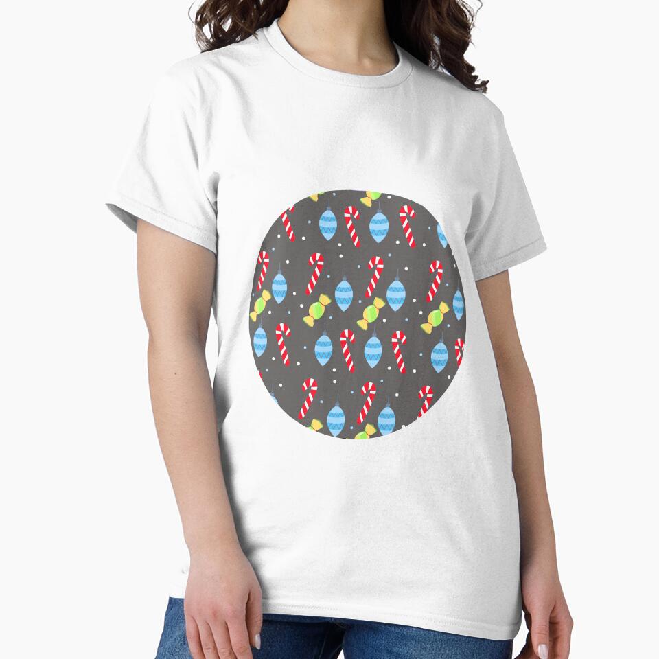 Gray Candy Cane Circle Print by edwinvisuals