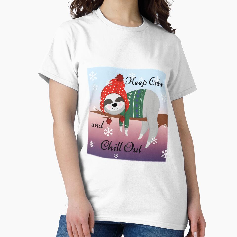 Keep Calm and Chill Out Sloth Slogan Saying Design by kmcs