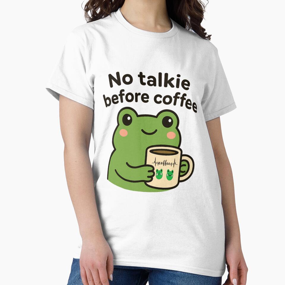 Cute Frog Coffee Mug | Funny "No Talkie Before Coffee" Design by salehstore7