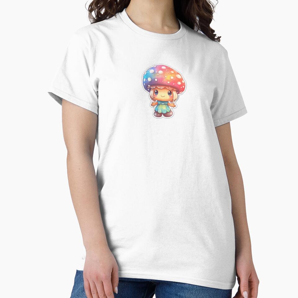 Colourful Anime Mushroom | White Watercolour | Happy, Cute, Nature, Kawaii, Woods, Forest by FantasySoul