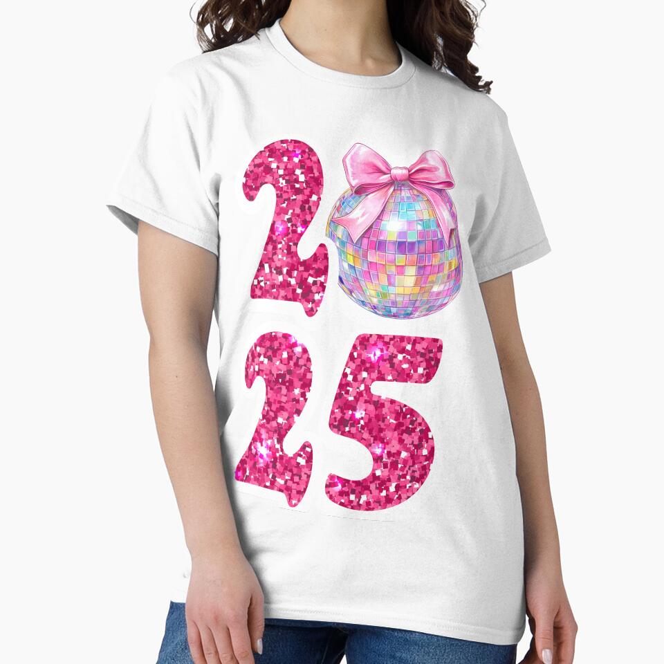 New Year 2025, Happy New Year, Disco ball with coquette bow by parasta