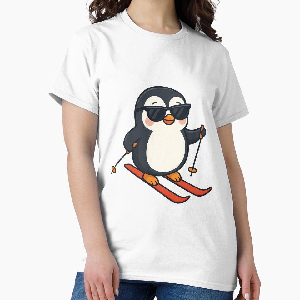 A CUTE PENGUIN SKIING IN THE MOUNTAINS by infinitearte