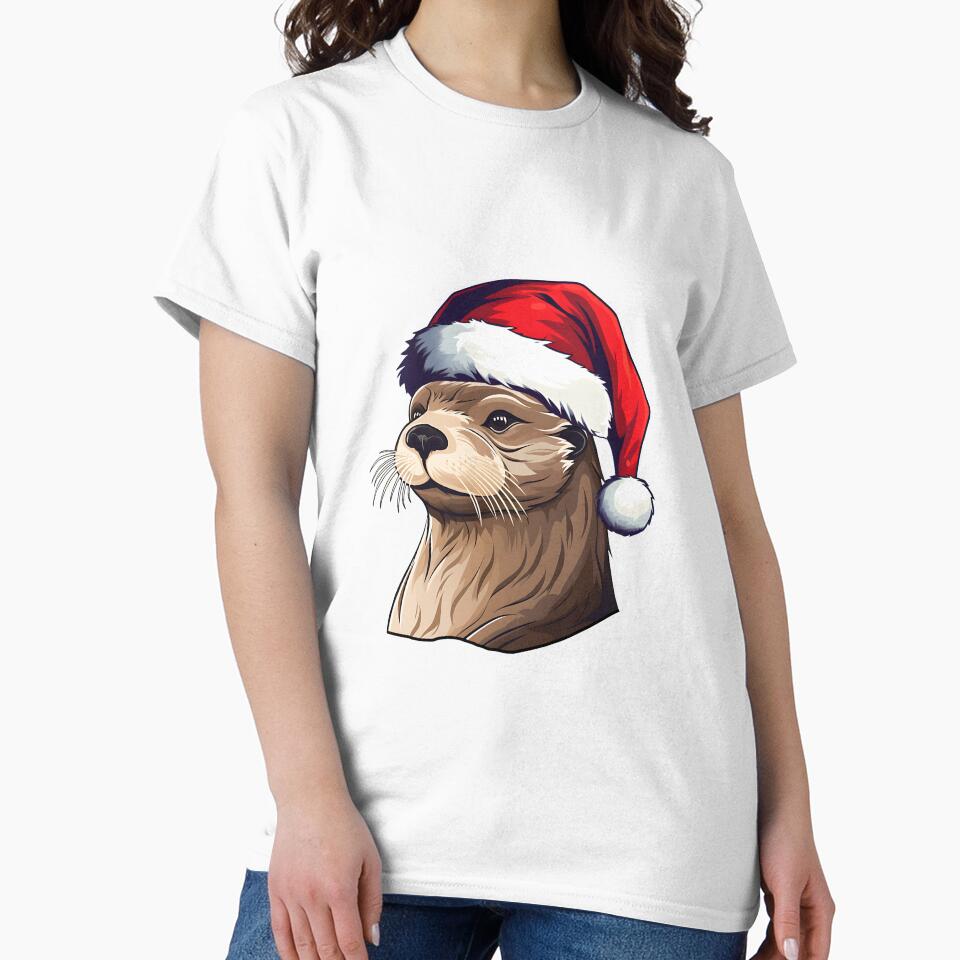 Sea Otter in Christmas Hat by Psiryjski