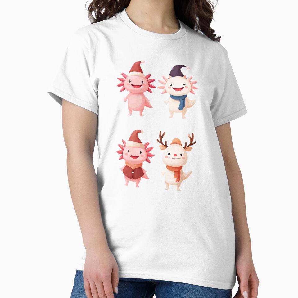 Kawaii Axolotl Christmas Crew – Festive Cartoon Holiday Characters by MadeByACJ