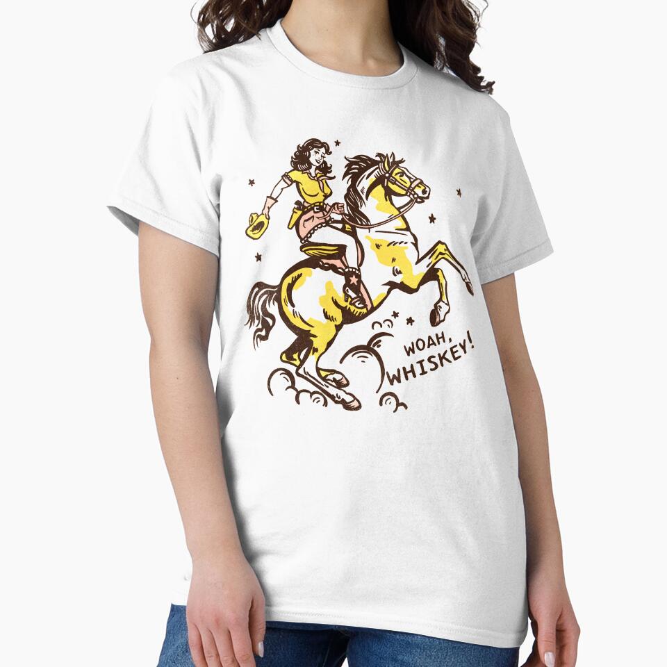 "Whoa Whiskey" Retro Pin Up Cowgirl Riding Her Horse by The Whiskey Ginger Design Shop