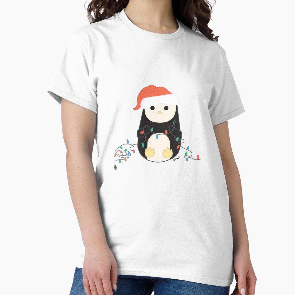 Penguin with Christmas Lights by -Cinnar-