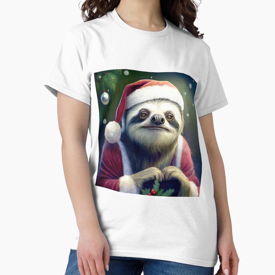 Santa Sloth Waiting for you to tell him your wish. Happy Holidays! by Vicki Noble Art