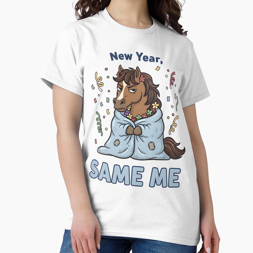 Funny New Year Same Me Grumpy Horse Sticker by TheOneOff