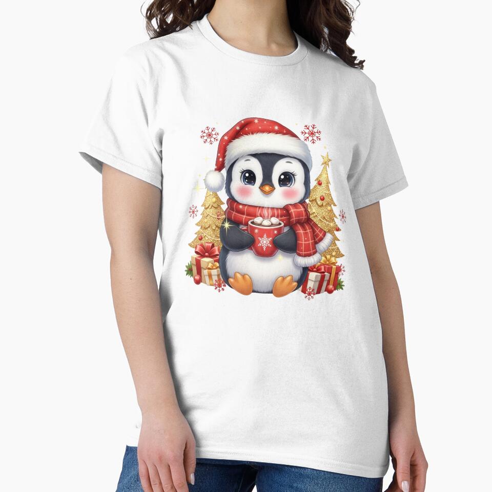 Cute Christmas Penguin PNG | Winter Scarf and Santa Hat Holiday Design by Ellen'Studio