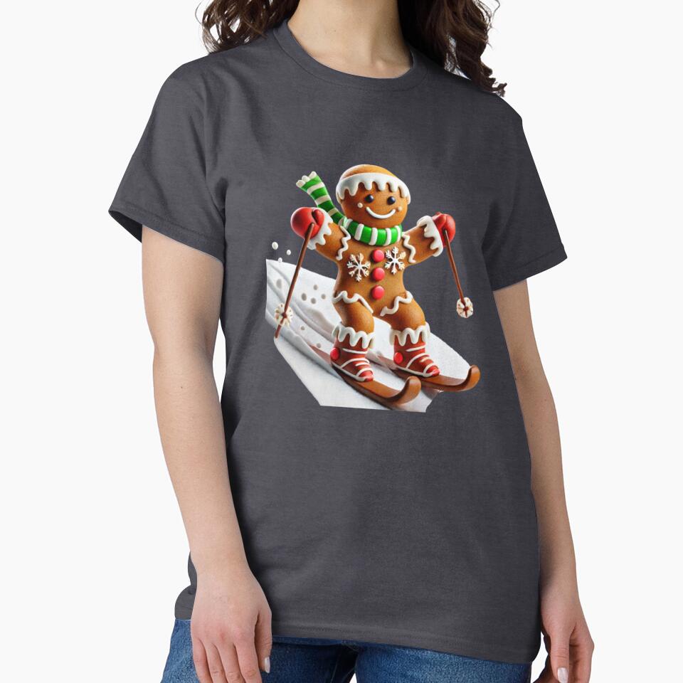 CHRISTMAS GINGERBREAD COOKIE MAN WINTER SNOW SKI by Arts4U