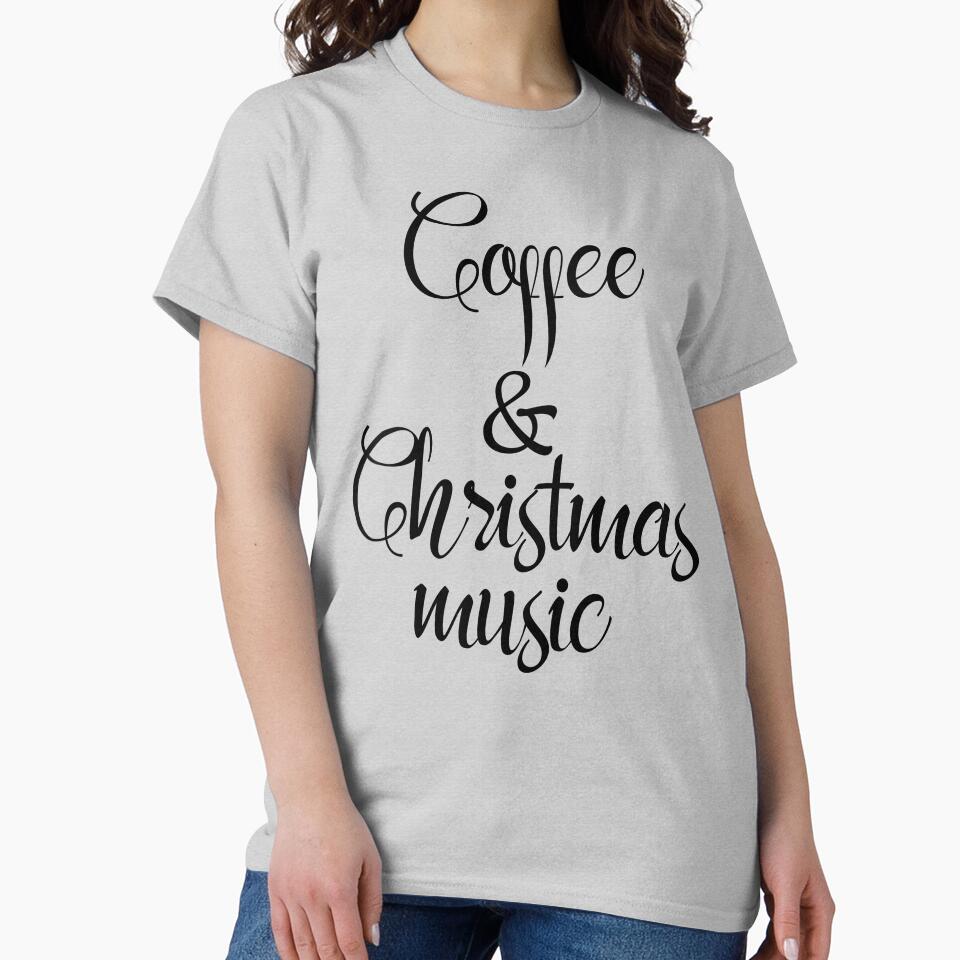 Coffee & Christmas Music, Xmas Typography gift, coffee lover by A7med-Design