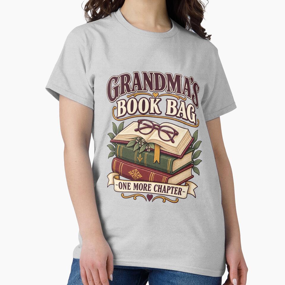 Grandma Book Lover Gift – Grandma’s Book Bag Reading Tote Design by astersgraphics