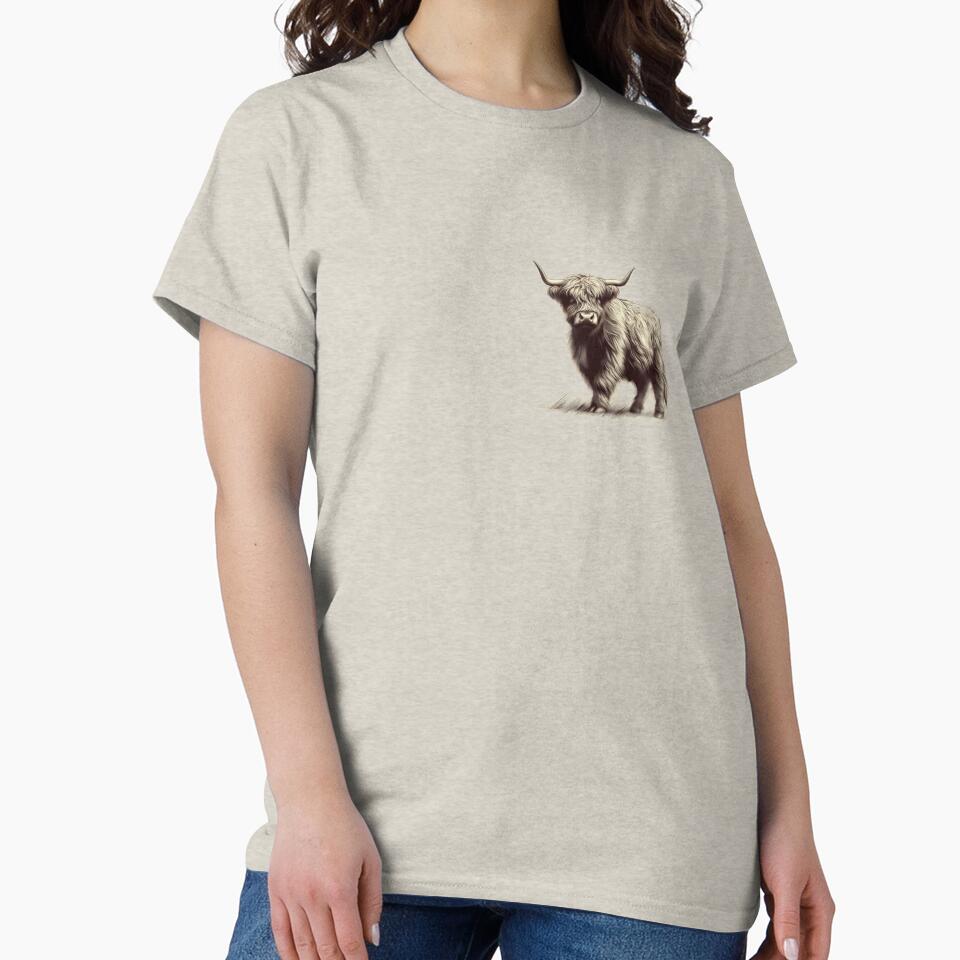 Scottish Highland Cow Abstract Retro Sketch by MaedK