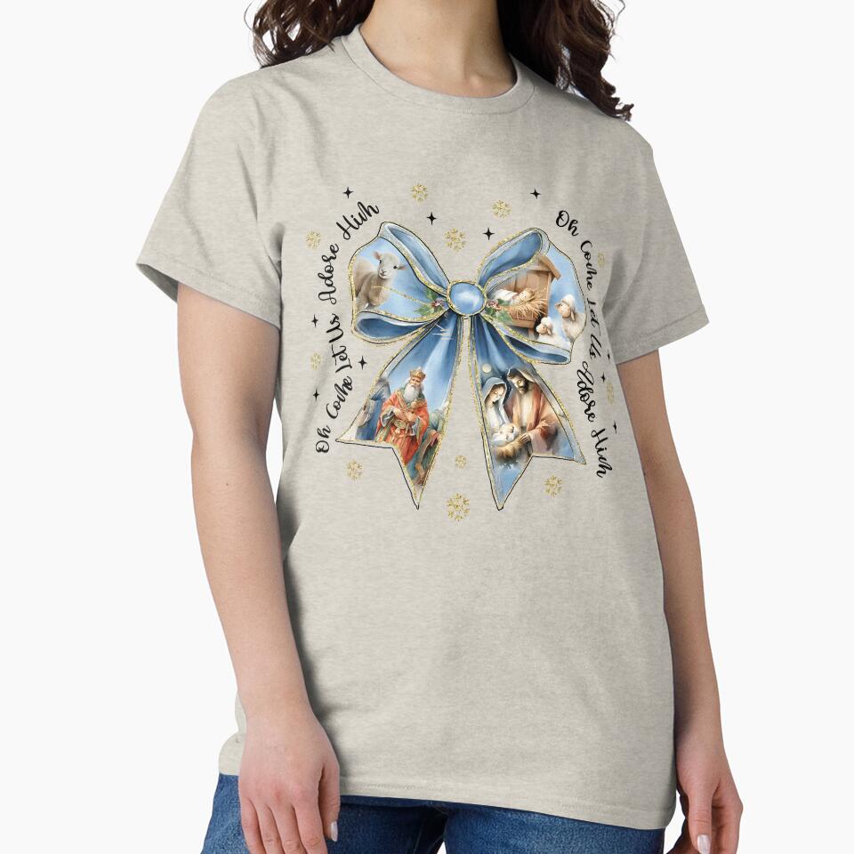 Jesus Christmas Coquette Bow, Christian Christmas, Nativity Scene, Baby Jesus, Bible Verse by DuneHaicna