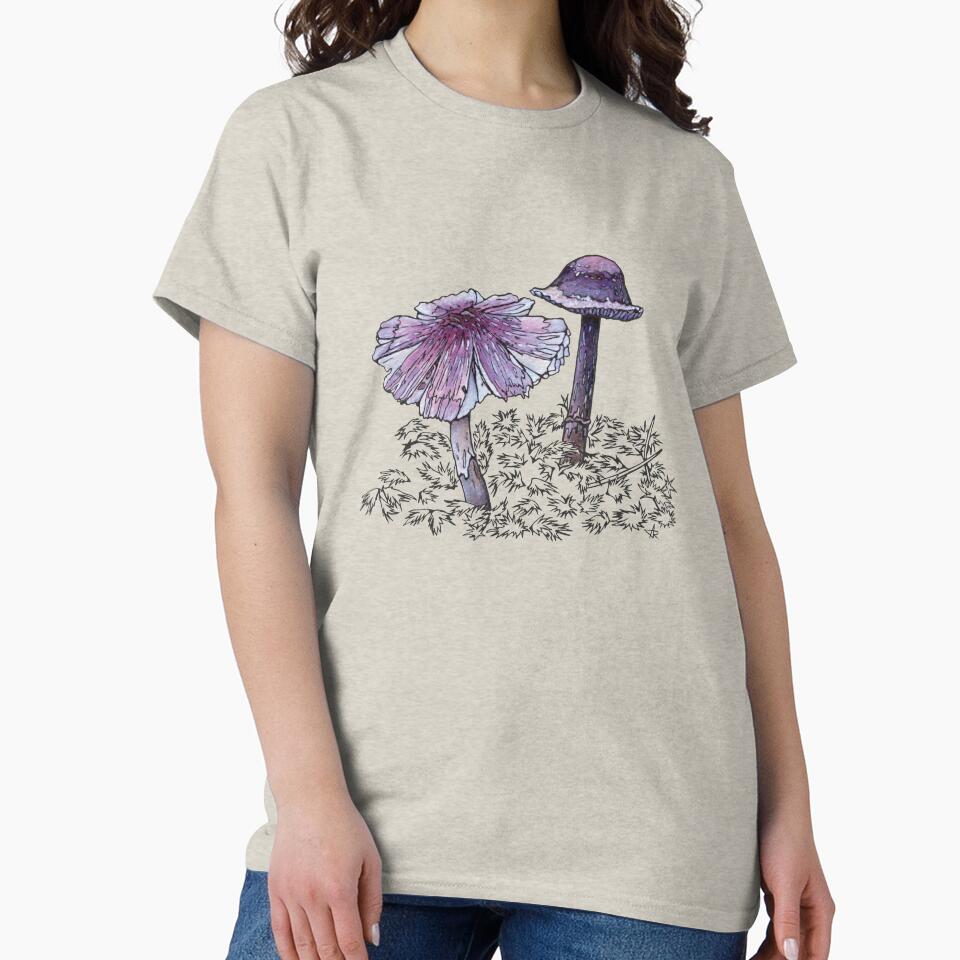 Purple Waxcap Mushroom Porpolomopsis Lewelliniae Forest Illustration by Anna Ratkevich