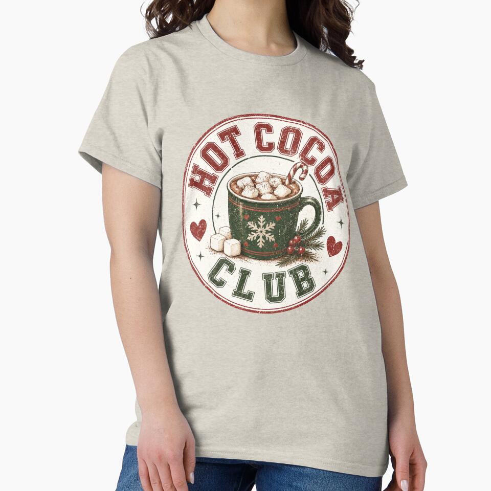 Hot Cocoa Club | Cozy Christmas Hot Chocolate Vintage Holiday Design by TheStephanieRome