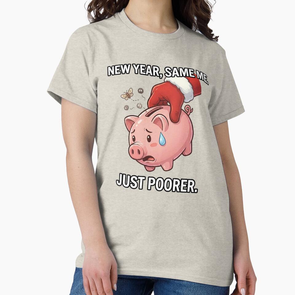 Funny New Year Piggy Bank Broke Humor by QuipQuips