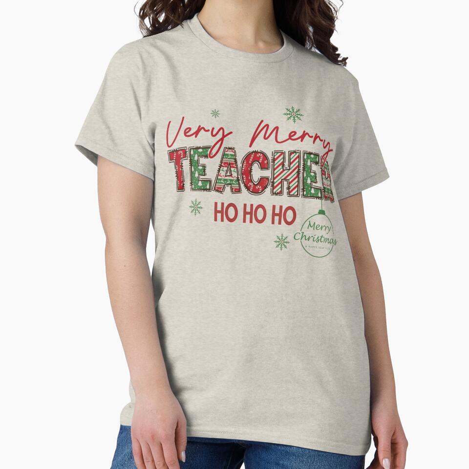 Very Merry Teacher Ho Ho Ho Christmas Shirt | Festive Teacher Gift by a1qualityd