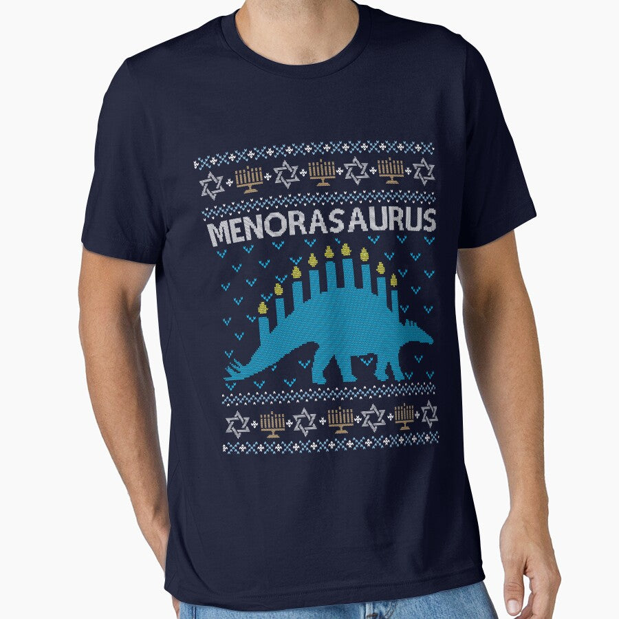 Ugly Hanukkah Sweater, Menorasaurus, Jewish dinosaur shirt by taraJcreative