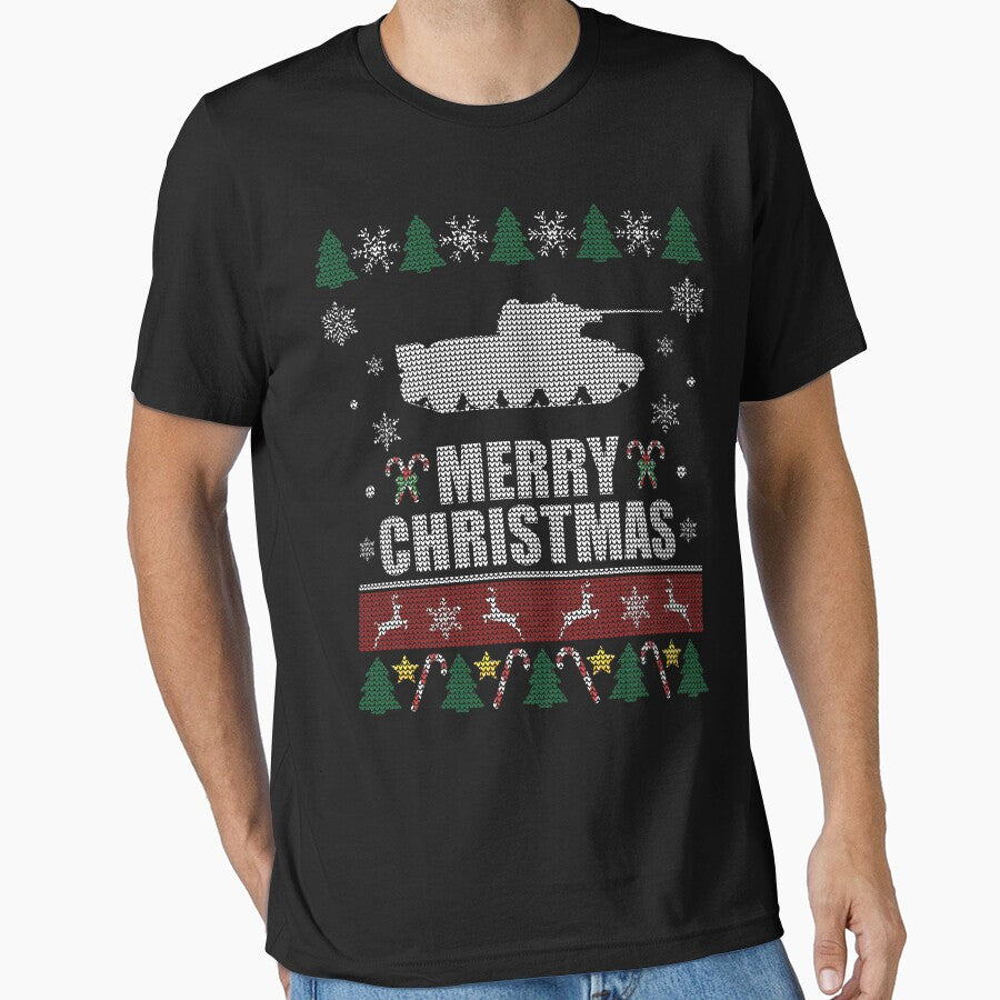 Ugly Christmas Sweater War Military Tank Vehicle by Sleazoid