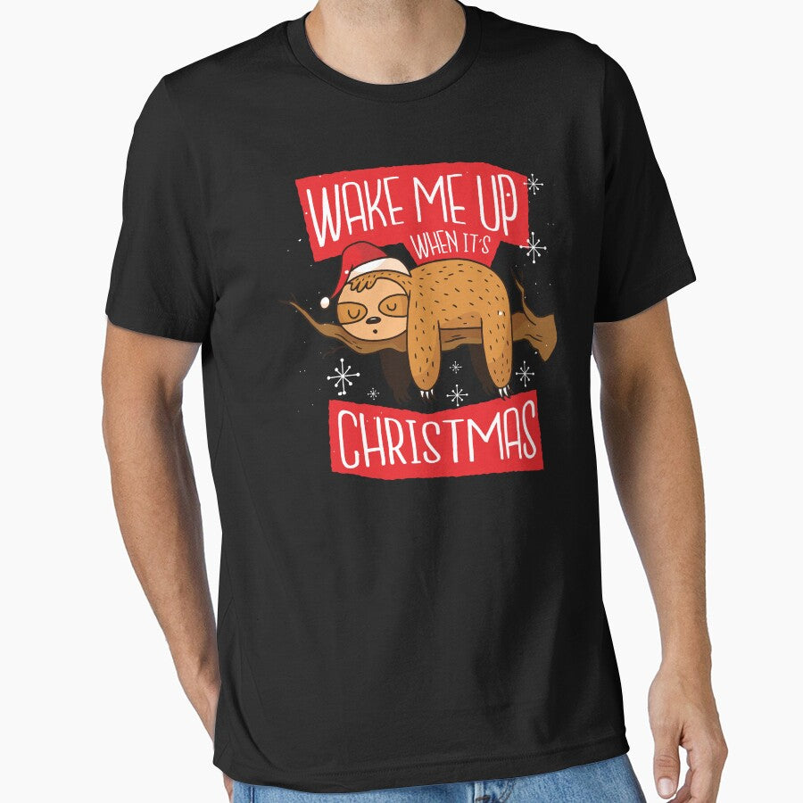 Wake Me Up When It's Christmas Cute Sleeping Sloth by HighEndLowCost