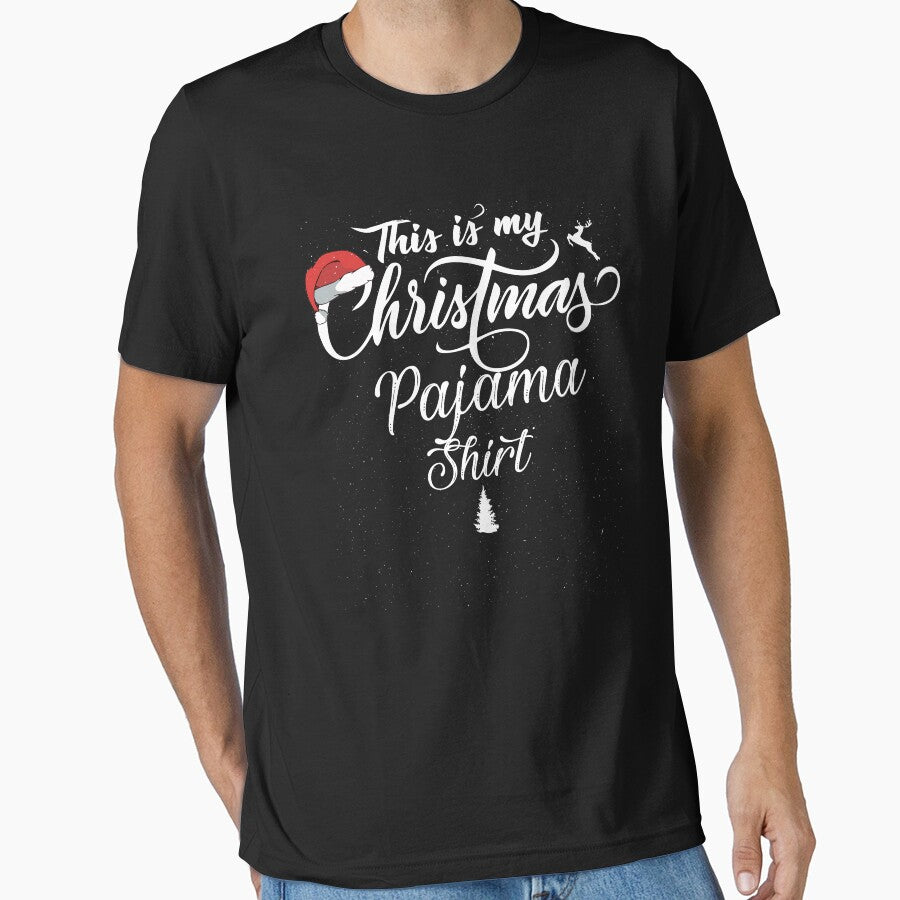 This is my Christmas Pajama Shirt Santa hat Dear and Xmas tree by alenaz