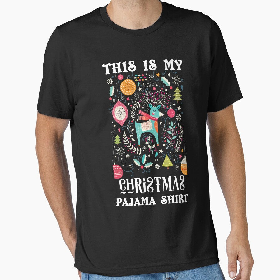 This Is My Christmas Pajama Shirt Colorful Cute Deer by splonkss