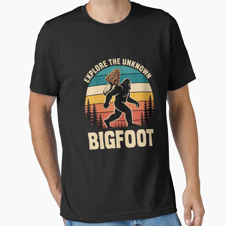 Bigfoot Foraging Morels Sasquatch Mycology Morel Mushroom by lilLilaBatArt