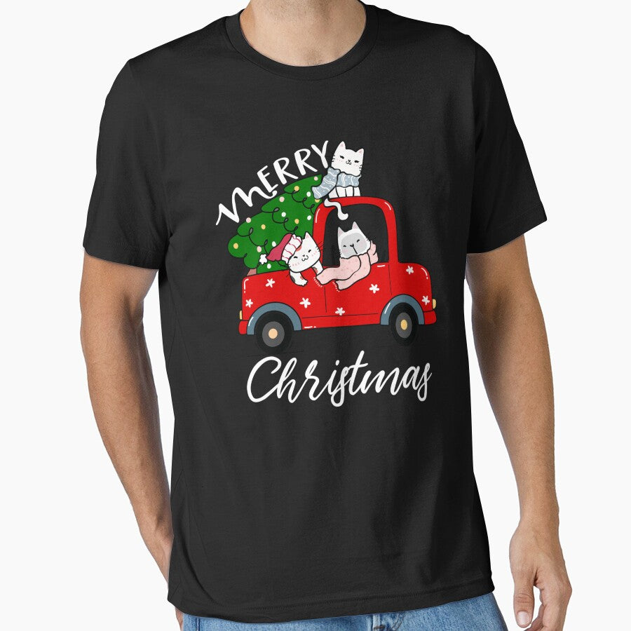 Cats xmas Tree on Red Truck Cat Christmas tree by thompsonw