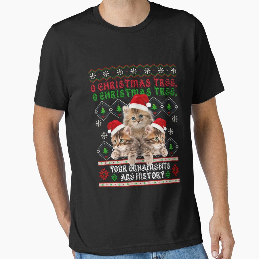Ugly Sweater Cats Christmas Music Ornaments Kitten Lovers by KennediWitting