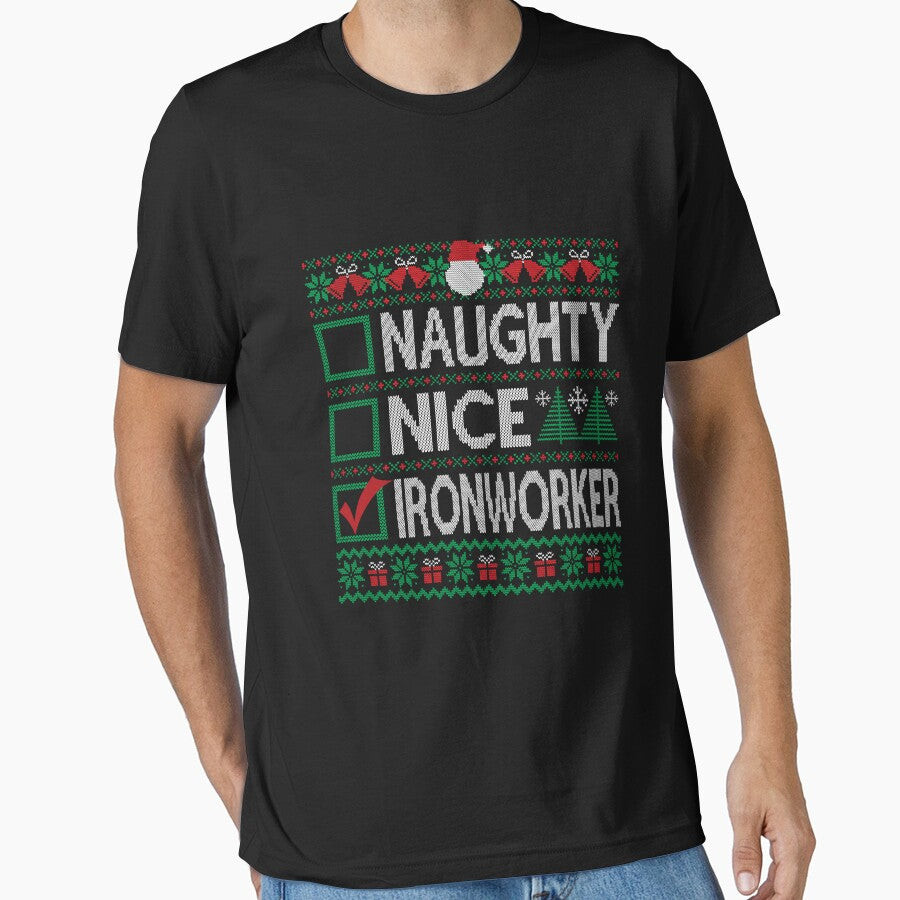 Naughty Nice Ironworker Christmas List Ugly Christmas Sweater by uncomfortablein