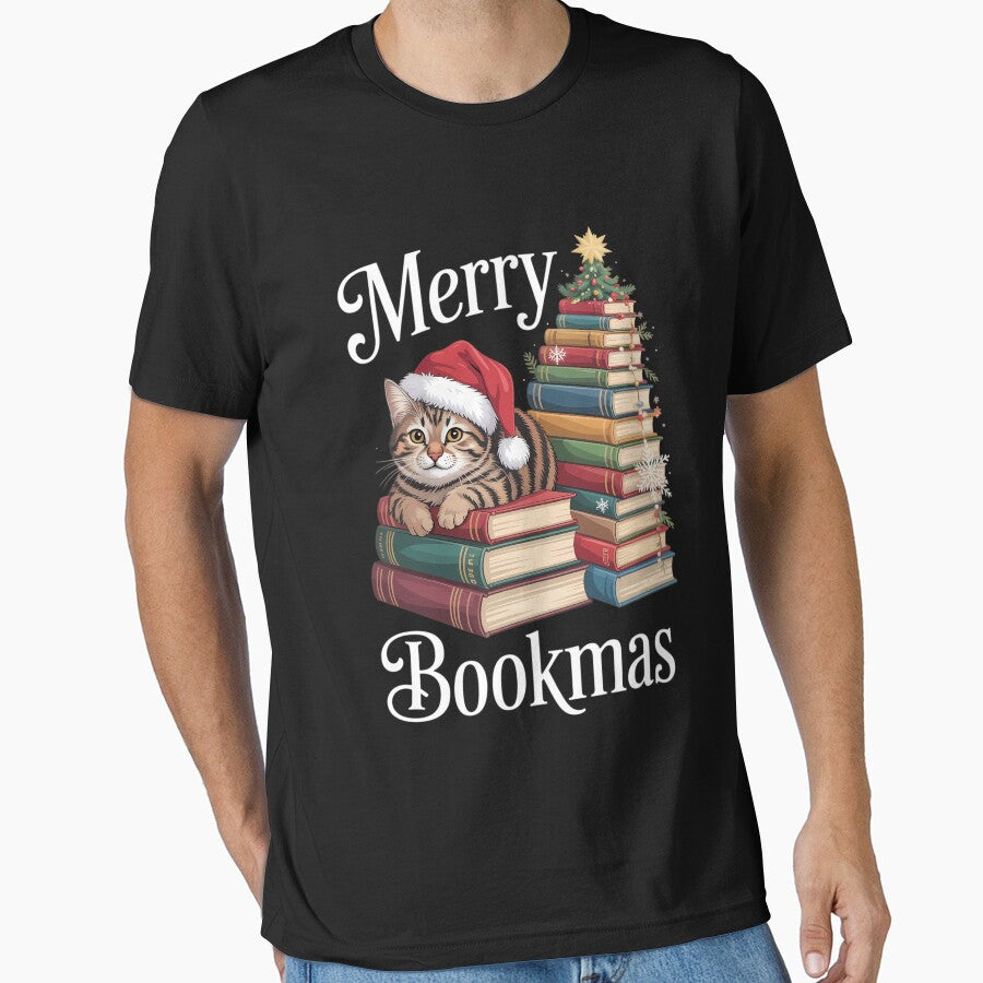 Merry Bookmas Cat Reading A Book Christmas by brynatshop