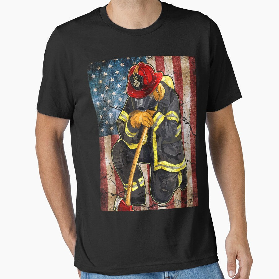 USA Flag Firefighter Fireman Tired Fight For Dad Brother by Chad6438