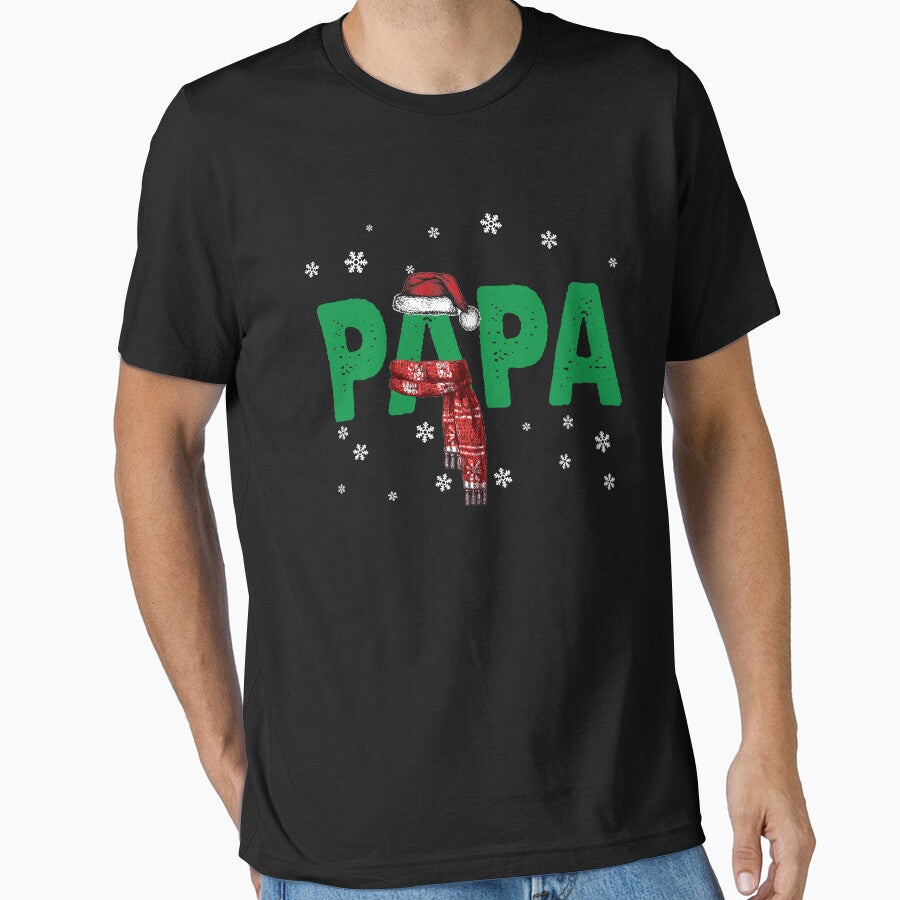 Papa T-Shirt Christmas Santa Hat Family Matching Pajamas by thuthuatna