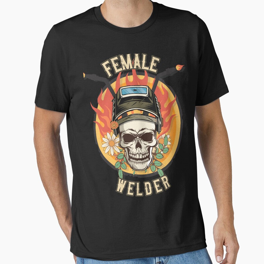 Welders skull woman sarcastic floral retro quote  female welder by HomeCoquette
