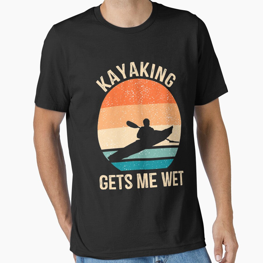 Kayaking Gets Me Wet Kayaker Boating Paddling Retro Vintage by Nikolanek