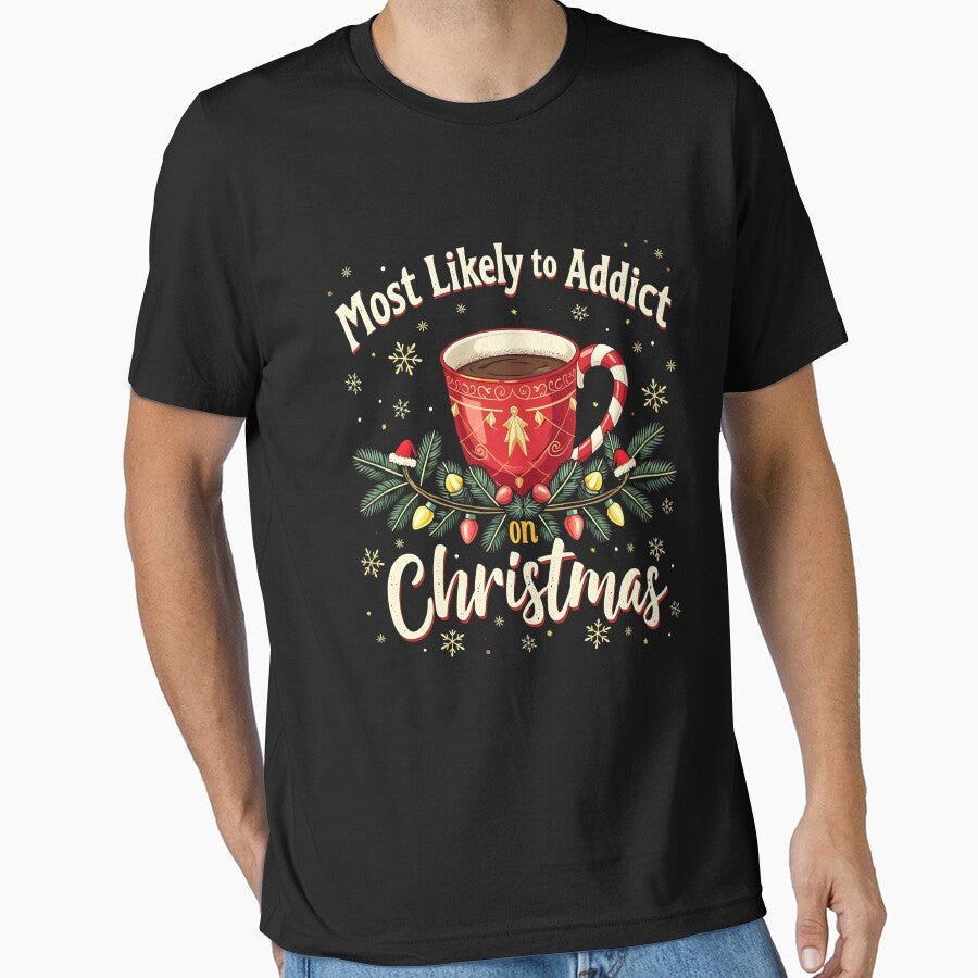 "Most Likely to Need Coffee on Christmas Morning" Funny Holiday T-Shirt by AI-volution