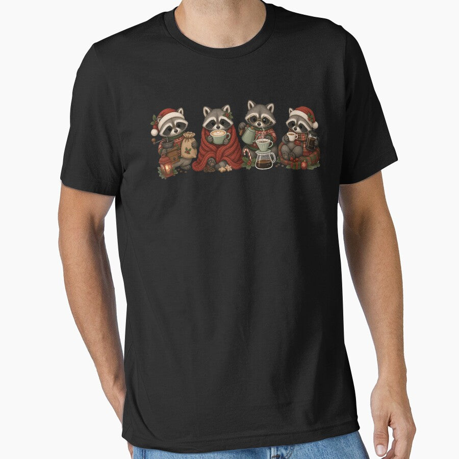 Cozy Winter Christmas Raccoon Coffee Lover Barista Comfort Colors For Men by AndyMcGuire