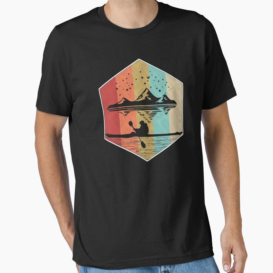 Vintage Retro Kayaking Nature Mountains Kayak Adventure by MintedFresh