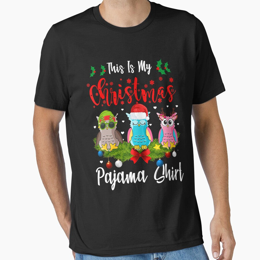 This Is My Christmas Pajamas Owl T-Shirt by EliseJenkins