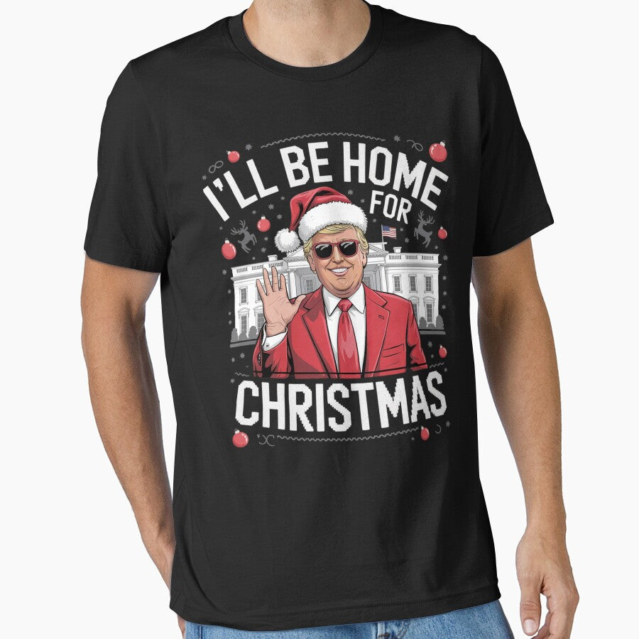 I'll Be Home For Christmas Santa Trump Xmas Pajamas4 by Charidana