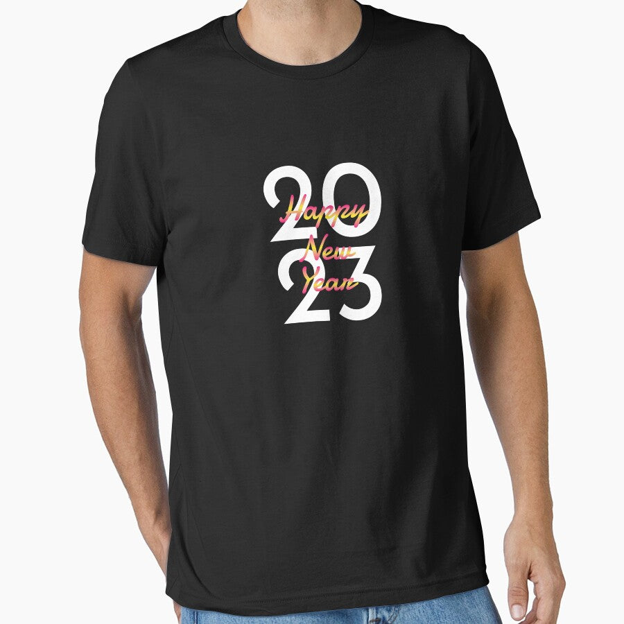 2023 Happy New Year Minimal Black And White Arranged Simple. Can be used for both family celebrations  or a party with friends Or will be used to travel as a group. by P-De-Design