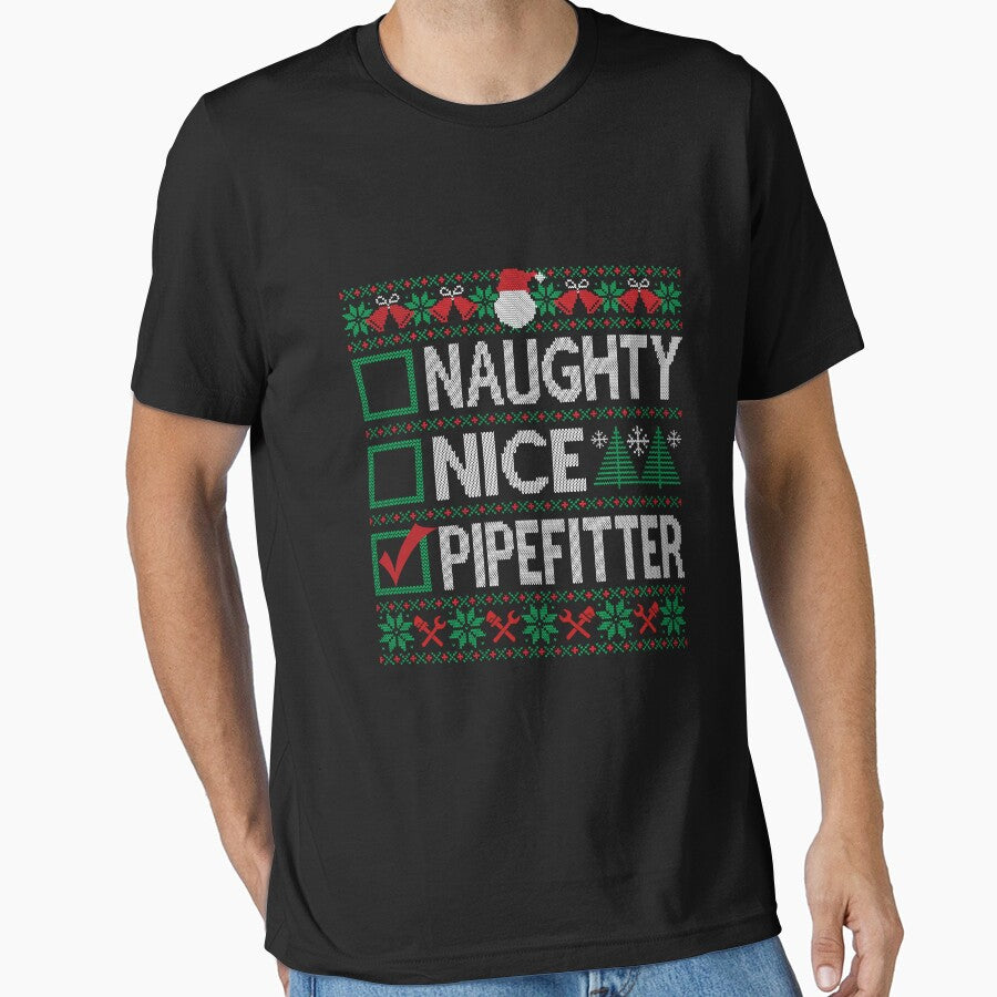 Naughty Nice Pipefitter Christmas List Ugly Christmas Sweater by uncomfortablein