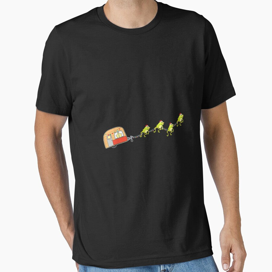 Camper Van Christmas Frog Sleigh Cute Animal X-mas Pajama by AnitaJGreenspan