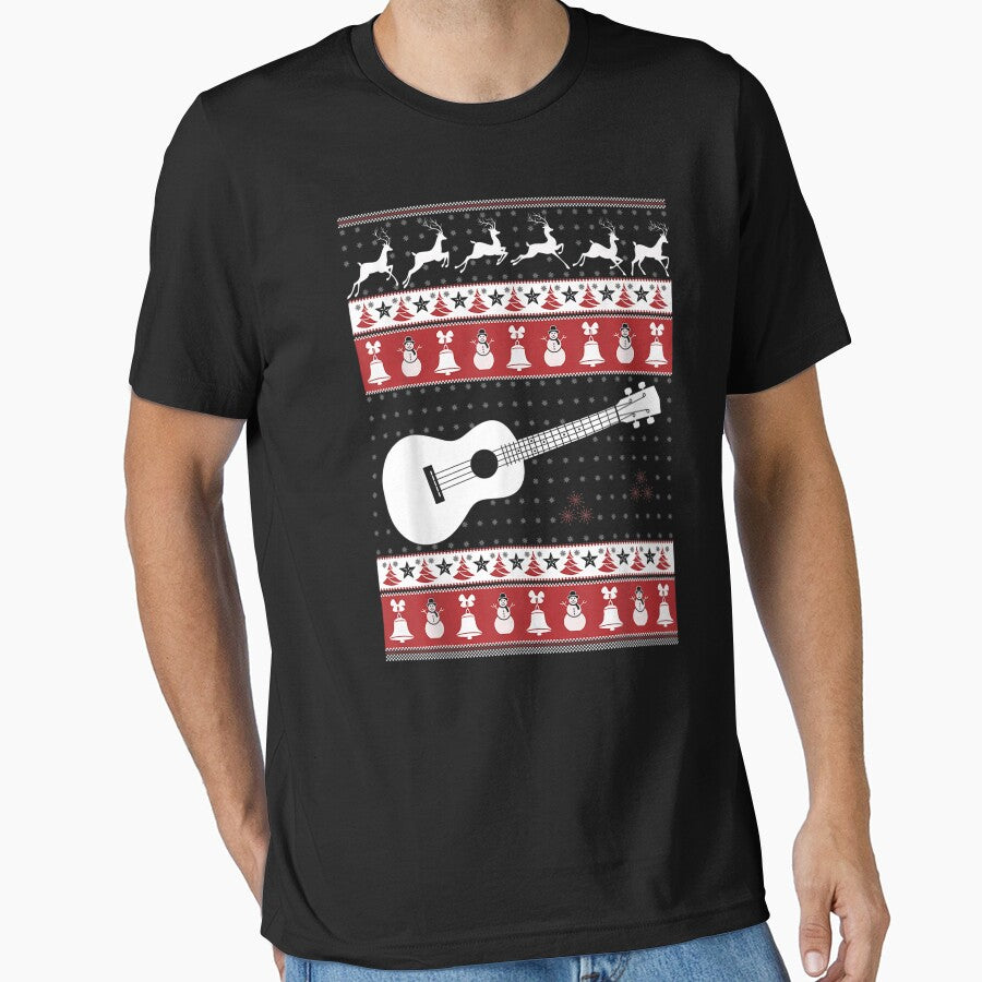 Ukulele Ugly Christmas Sweater Xmas T-Shirts by DahlerDale