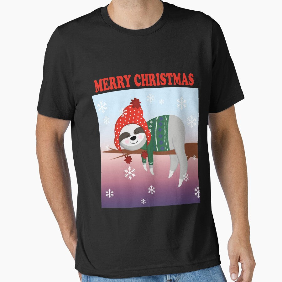 SLOTH WINTER CHRISTMAS SNOW SLEEP T-Shirt by bigerdan