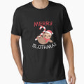 Cute Sloth with Santa Hat Merry Slothmas! Christmas T-Shirt by Nerd Digs