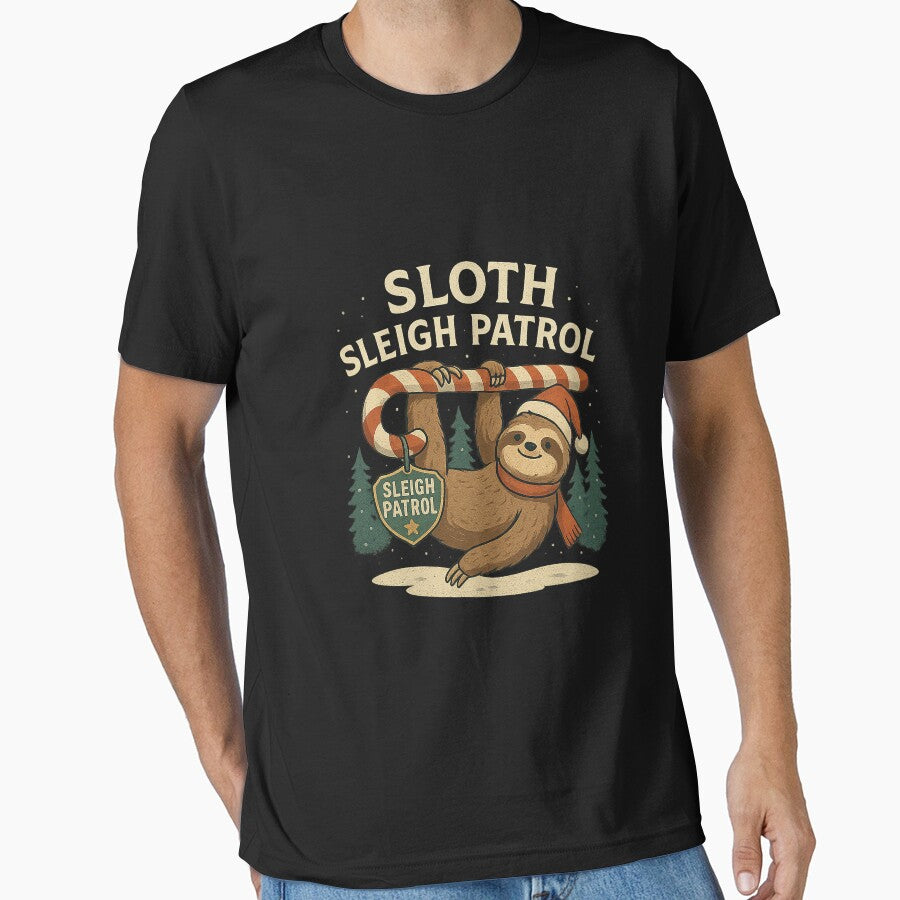 Sloth Sleigh Patrol – Funny Christmas Sloth Shirt, Cute Holiday Pun Gift for Lazy and Festive Animal Lovers by AddictiveDesign