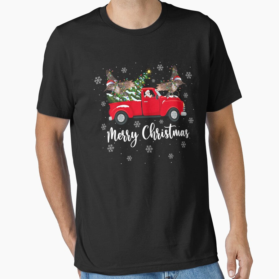 Santa Riding Christmas Tree Truck Wren Bird Christmas by saldcharig